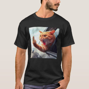 Middle Finger Angry Driving Cat T-Shirt