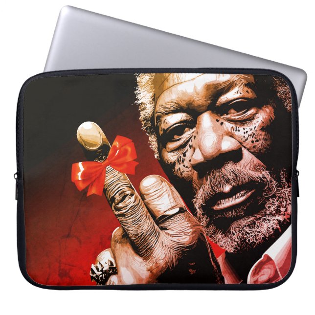 Middle Finger Art with Red Bow Laptop Sleeve (Front)