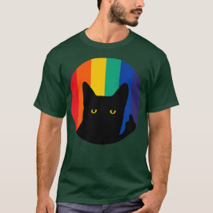 Middle Finger Cat in Rainbow Circle T-Shirt