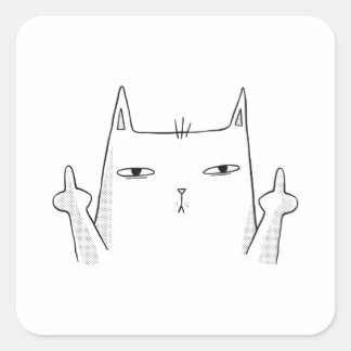 MIDDLE FINGER CAT SQUARE STICKER