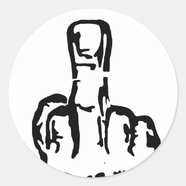 Middle Finger Classic Round Sticker (Front)