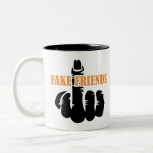 Middle Finger Fake Friends Two-Tone Coffee Mug