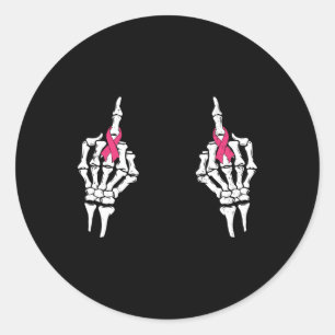Middle Finger Pink Ribbon Breast Cancer Halloween Classic Round Sticker
