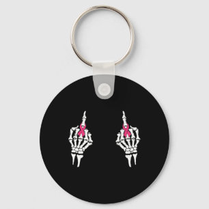 Middle Finger Pink Ribbon Breast Cancer Halloween Key Ring