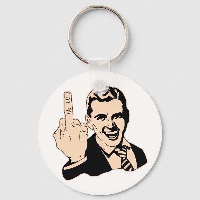 Middle Finger Salute Retro Key Ring (Front)