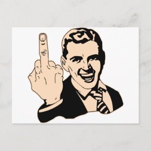 Middle Finger Salute Retro Postcard