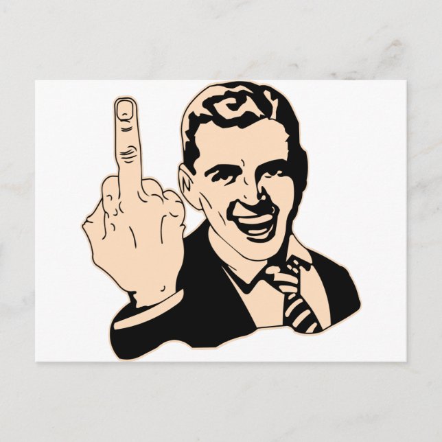 Middle Finger Salute Retro Postcard (Front)