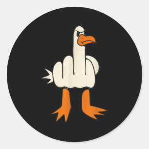 Middle Finger Seagull, Adult Humour, Funny Gesture Classic Round Sticker