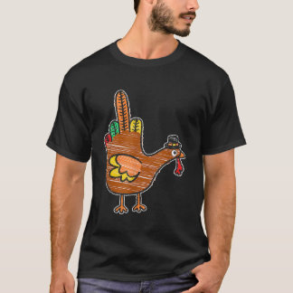 Middle Finger Thanksgiving Turkey Kids Bird Drawin T-Shirt