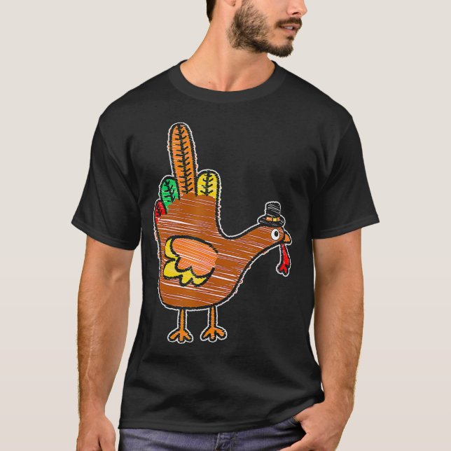 Middle Finger Thanksgiving Turkey Kids Bird T-Shirt (Front)