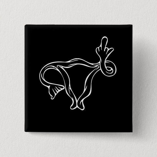 Middle Finger Uterus Pro-choice 15 Cm Square Badge (Front)