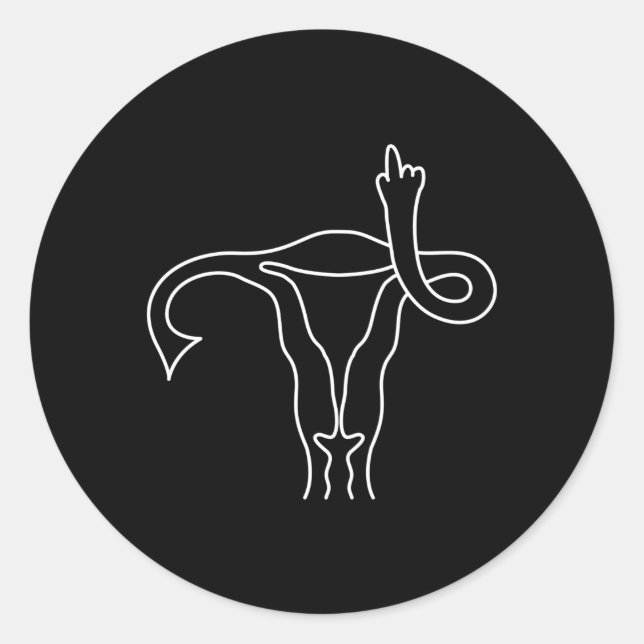 Middle Finger Uterus Pro Choice Feminist Classic Round Sticker (Front)