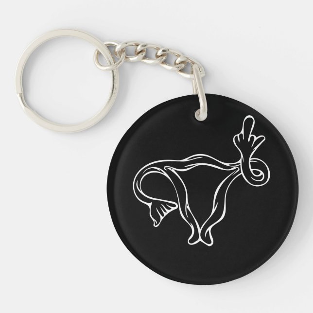 Middle Finger Uterus Pro-choice Key Ring (Front)