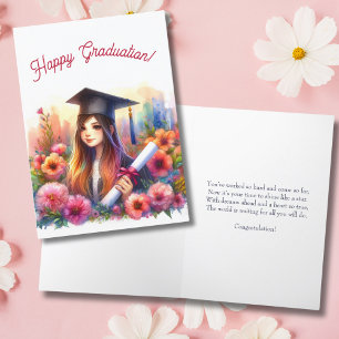 Middle & High School Girl Happy Graduation Card