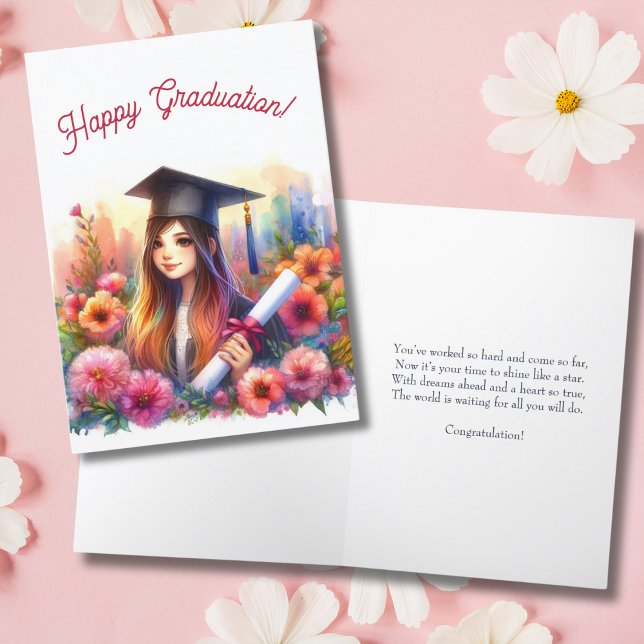 Middle & High School Girl Happy Graduation  Card (Creator Uploaded)