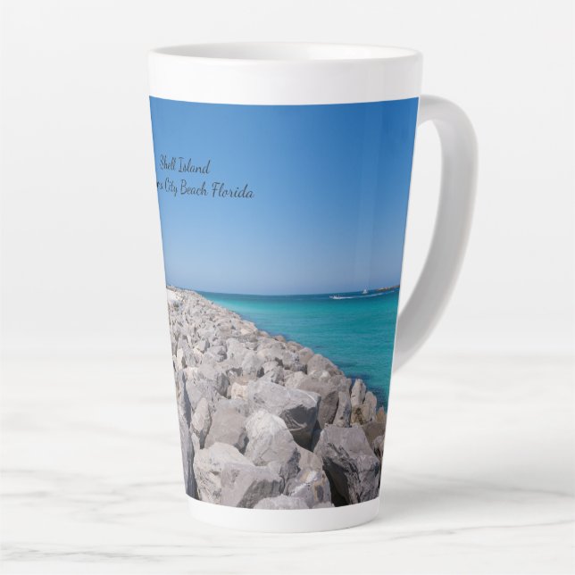Middle Of Shell Island Jetty Latte Mug (Right Angle)