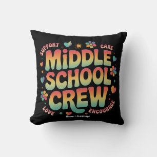 Middle School Crew Vintage Teacher Student Gift Cushion