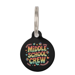 Middle School Crew Vintage Teacher Student Gift Pet Tag