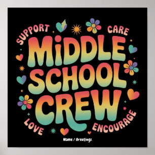 Middle School Crew Vintage Teacher Student Gift  Poster