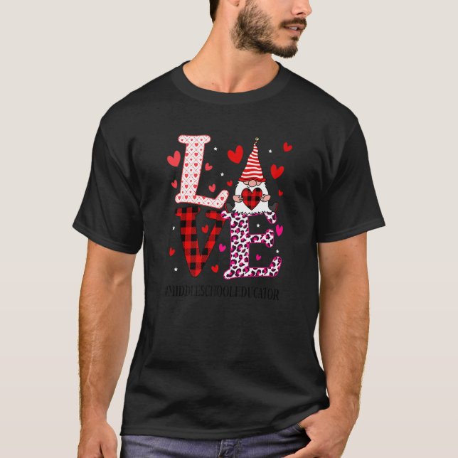 Middle School Educator Love Leopard Appreciation V T-Shirt (Front)