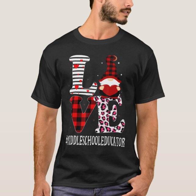 Middle School Educator Love Leopard Appreciation V T-Shirt (Front)