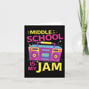 Middle School Is My Jam Retro 80s Boombox 1st Day Card