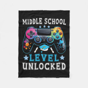 Middle School Level Unlocked Gamer First Day Ck To Fleece Blanket