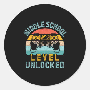 Middle School Level Unlocked Video Game Ck To Scho Classic Round Sticker