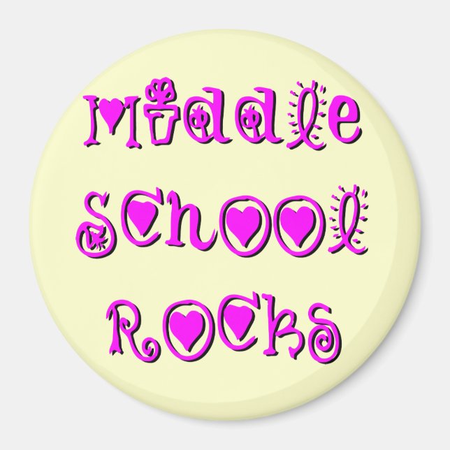 Middle School Rocks - Hearts Flowers Magnet (Front)