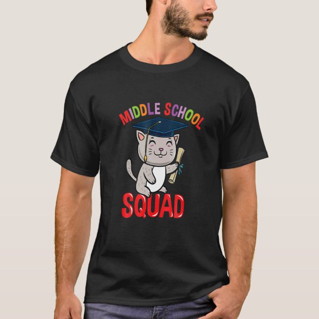 Middle School Squad Cat Back O School T-Shirt (Front)