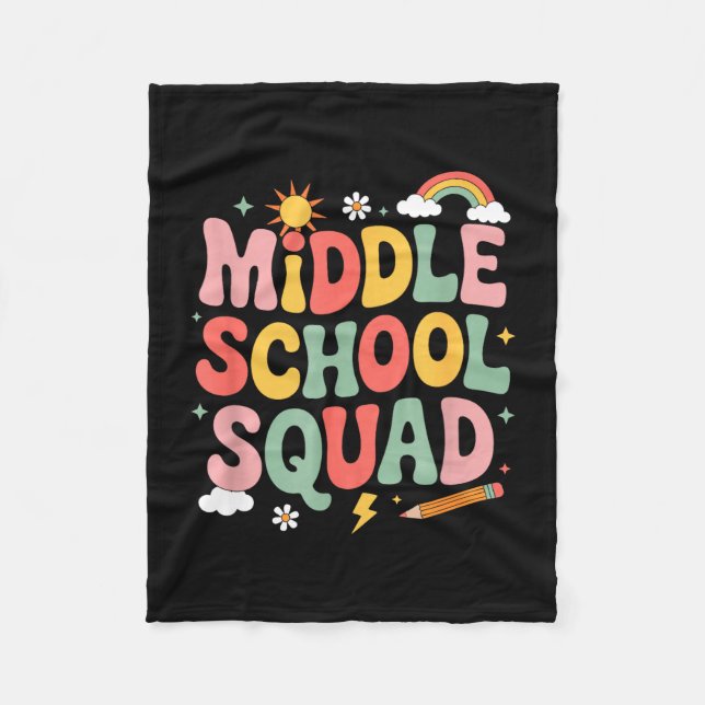 Middle school squad teacher teaching kids educator fleece blanket (Front)