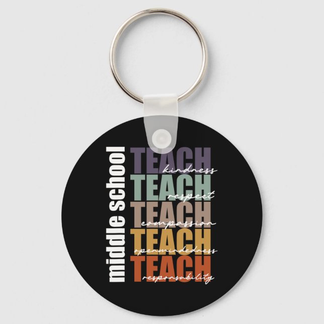 Middle School Teach Middle School Teacher Back to  Key Ring (Front)