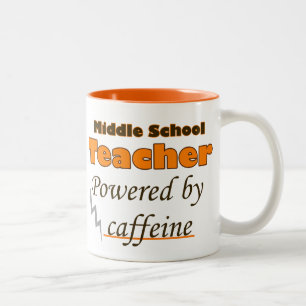 Middle School Teacher Powered by caffeine Two-Tone Coffee Mug
