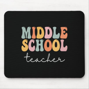 Middle School Teacher Retro Groovy Happy First Day Mouse Pad