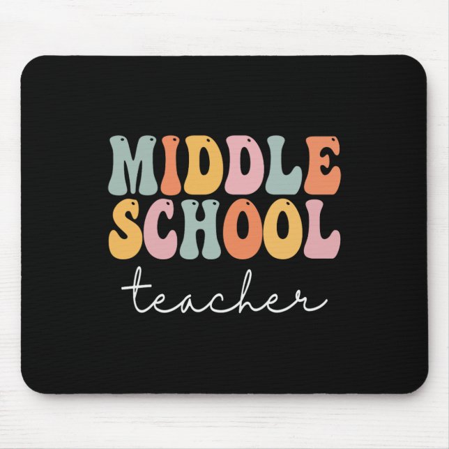 Middle School Teacher Retro Groovy Happy First Day Mouse Pad (Front)