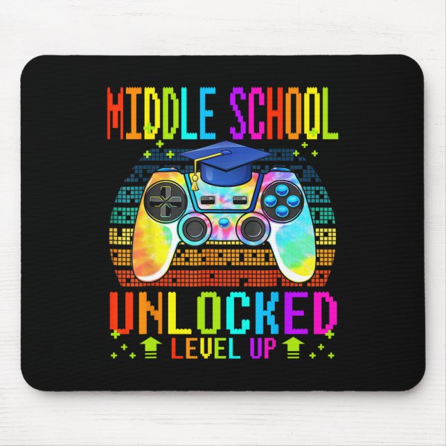 middle school Unlocked Level Up Gamer Back To Scho Mouse Pad (Front)
