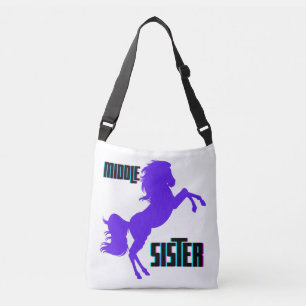 Middle Sister Purple Pony Rearing Crossbody Bag