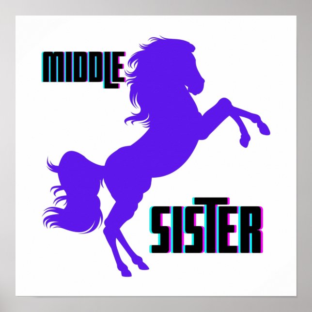 Middle Sister Purple Pony Rearing Poster (Front)
