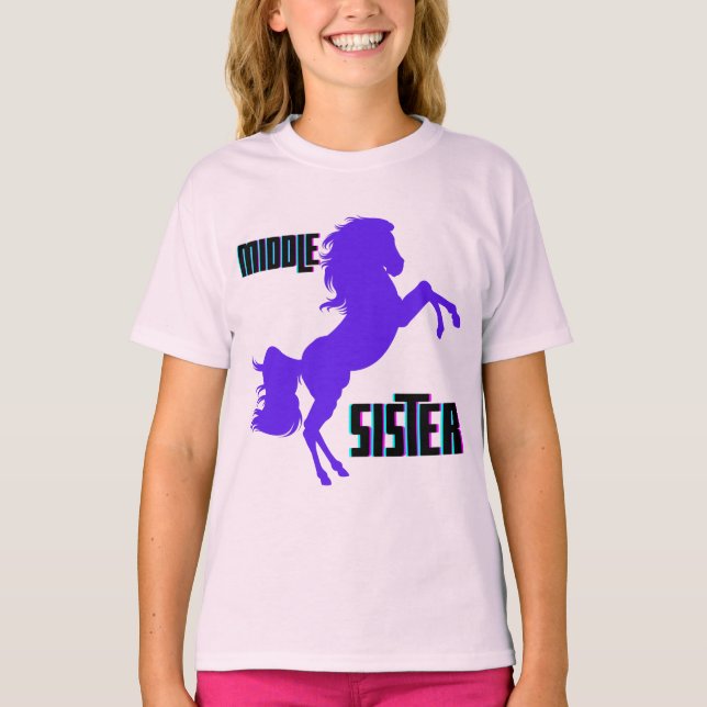Middle Sister Purple Pony Rearing T-Shirt (Front)