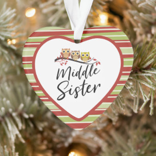 Middle Sister Three Owls Matching Sister Ornament