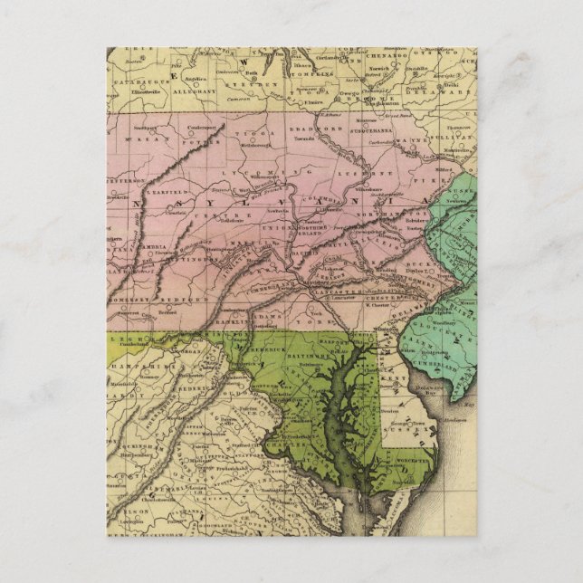 Middle States Olney Map Postcard (Front)