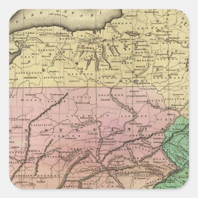 Middle States Olney Map Square Sticker (Front)