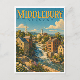 Middlebury Vermont Otter Creek GeoSaga Postcard