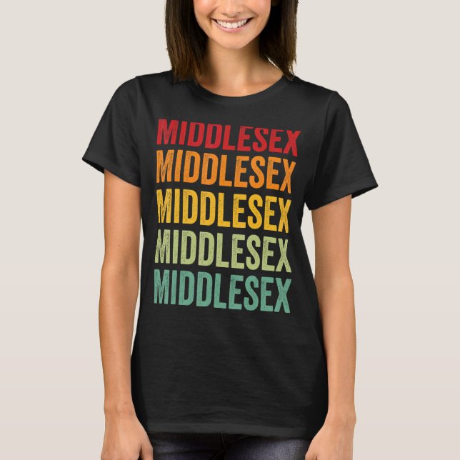 Middlesex County Connecticut Rainbow Text Design T-Shirt (Front)