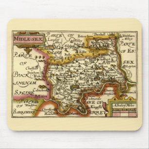Middlesex Middle-Sex County England Old Atlas Map Mouse Pad