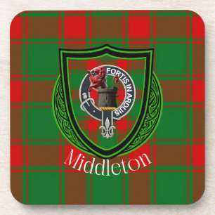 Middleton Scottish Clan Tartan & Crest Coaster