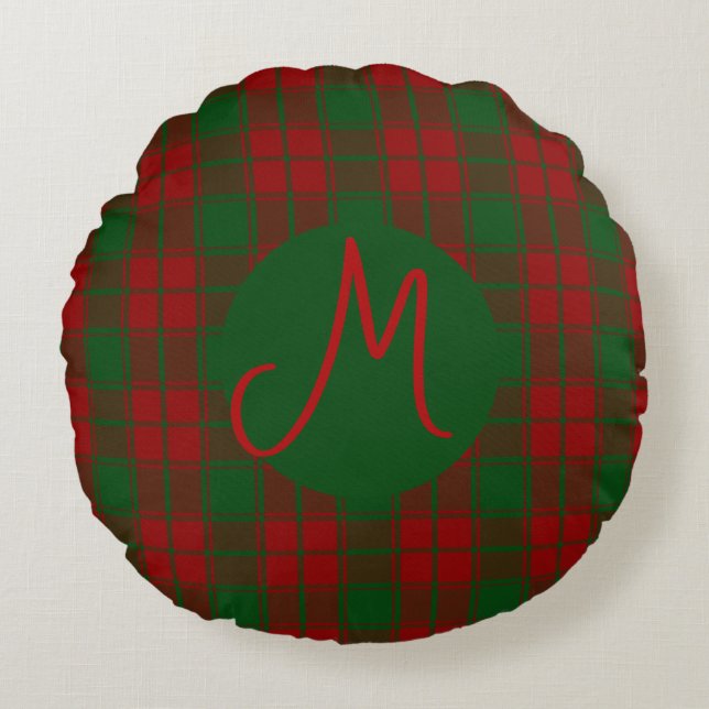 Middleton Tartan Monogrammed Round Cushion (Front)