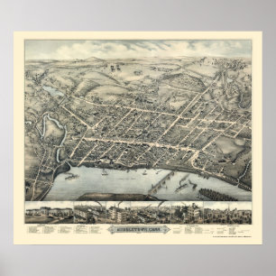 Middletown, CT Panoramic Map - 1877 Poster