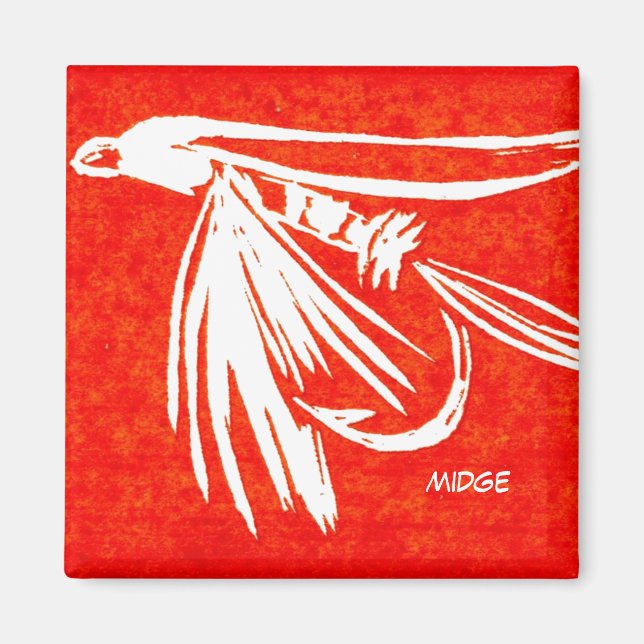 "Midge Red" Trout Fly Art Magnet (Front)