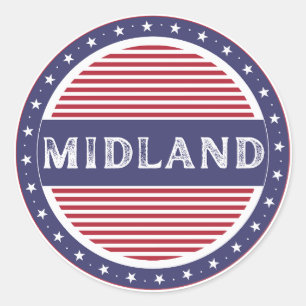 Midland City Pride Emblem – American Identity Classic Round Sticker